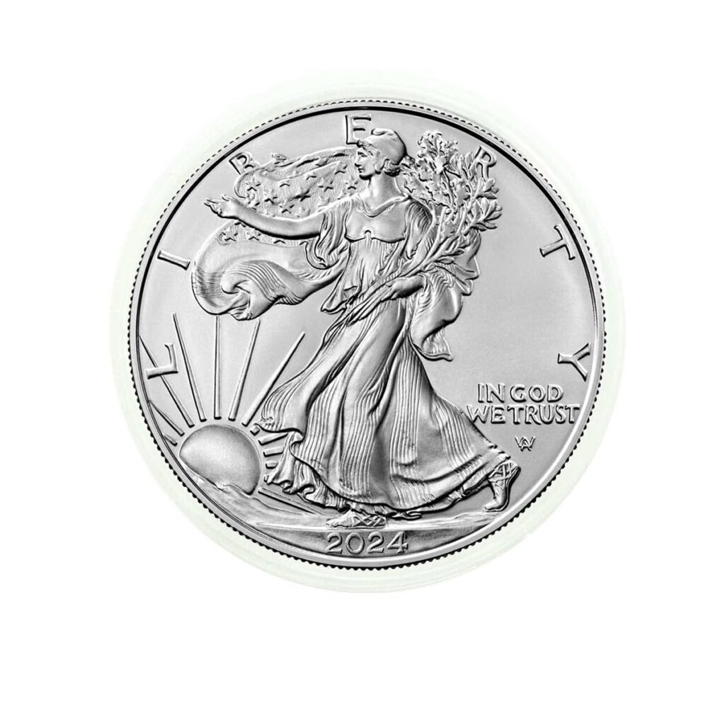 2024 American Silver Eagle .999 Fine Silver in Direct Fit Air Tite with our Certificate of Authenticity Dollar Uncirculated US Mint