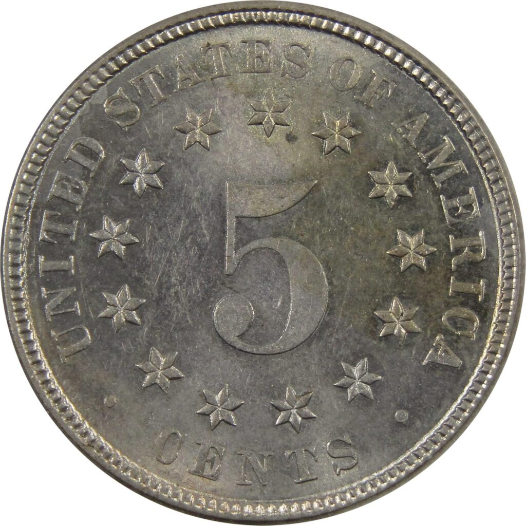 Reverse: 1882 Shield Nickel BU Choice Uncirculated 5c Coin