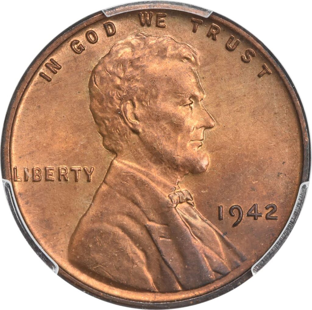 Obverse: 1942 P Lincoln Cent DDO FS-102, CAC Verified PCGS MS65RB 